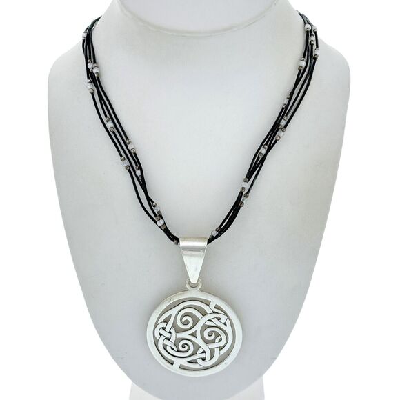 Silpada Sterling Silver 925 Celtic Knot Cut Out Disk Pendant 16.5"-18.5" S1230 - Picture 5 of 10